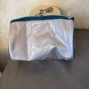 Elegant Silver and Blue Cosmetic Bag